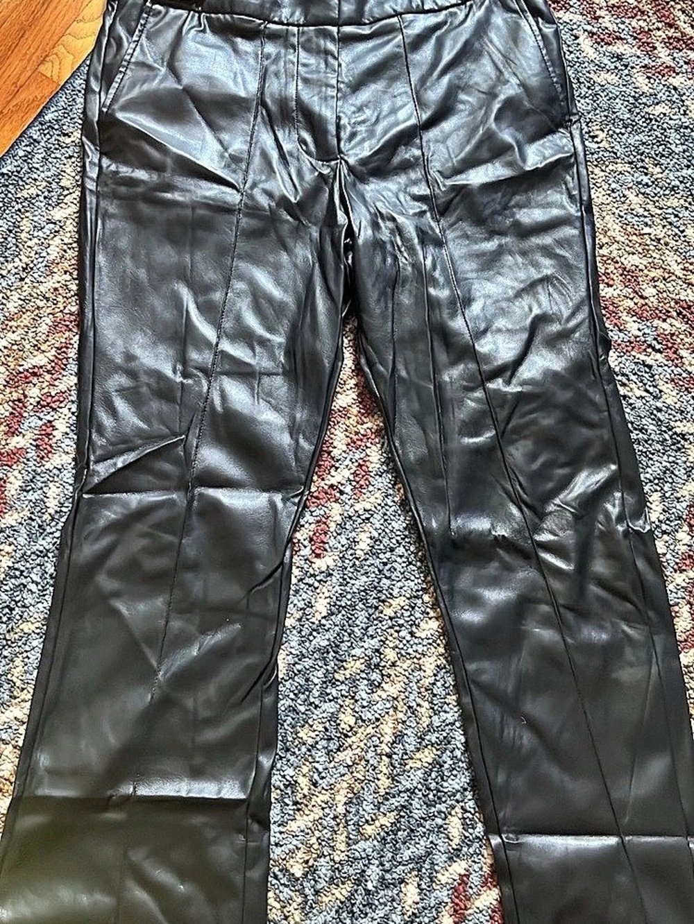 Calvin Klein Black Straight Leg Leather Pants Like New